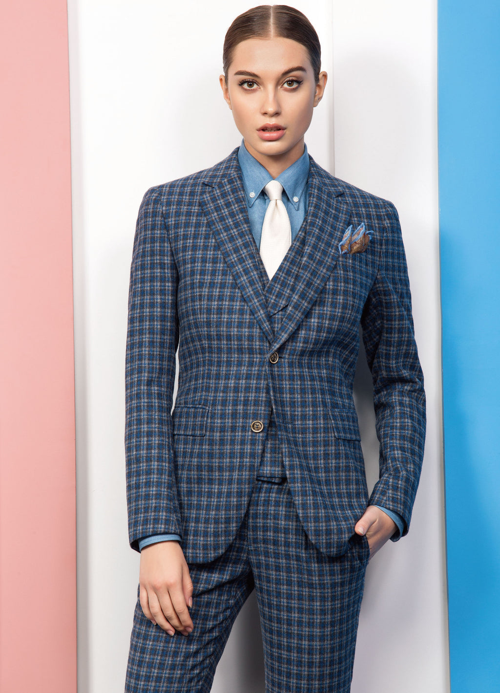 Blue Check Custom Suits for Women