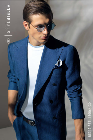 *STYLBIELLA* Luxury Linen Blue Custom Suit