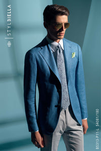 *STYLBIELLA* Luxury Sky Blue Silk Suit Blazer